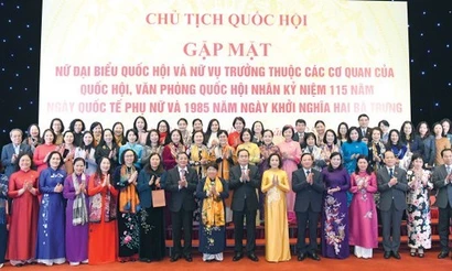 Chủ tịch Quốc hội Trần Thanh Mẫn gặp mặt các nữ đại biểu Quốc hội và nữ Vụ trưởng thuộc các cơ quan của Quốc hội, Văn phòng Quốc hội