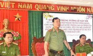 Chủ nhiệm Ủy ban Quốc phòng và An ninh Lê Tấn Tới thăm, làm việc với Công an tỉnh Bạc Liêu