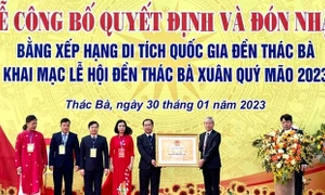 Yên Bái đón Bằng xếp hạng Di tích quốc gia Đền Thác Bà