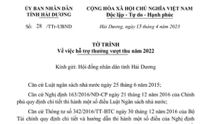 Hải Dương phân bổ gần 43,9 tỷ đồng thưởng vượt thu cho 12 đơn vị cấp huyện