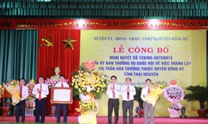 Thái Nguyên: Công bố Nghị quyết thành lập thị trấn Hoá Thượng, huyện Đồng Hỷ