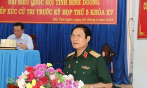 Thượng tướng Nguyễn Tân Cương tiếp xúc cử tri trước Kỳ họp thứ Năm, Quốc hội Khóa XV