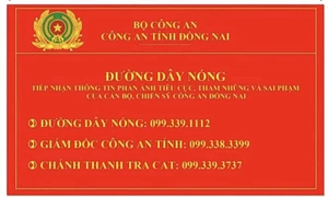 Công an tỉnh Đồng Nai công bố đường dây nóng tiếp nhận tin báo tội phạm, tham nhũng, tiêu cực