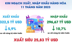 Tổng kim ngạch xuất, nhập khẩu hàng hóa đạt 619,17 tỷ USD