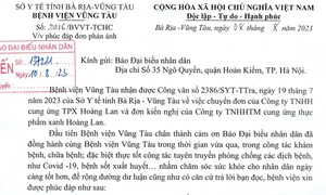 Bệnh viện Vũng Tàu phản hồi đơn thư phản ánh dấu hiệu làm trái các quy định của Nhà nước, thả nổi công tác quản lý