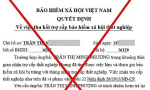 Giả mạo văn bản của bảo hiểm xã hội đòi thu hồi trợ cấp thất nghiệp