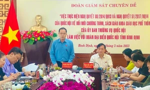 Đoàn giám sát của Ủy ban Thường vụ Quốc hội làm việc với Đoàn đại biểu Quốc hội tỉnh Bình Định