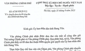 Văn phòng Chính phủ chuyển UBND tỉnh Hưng Yên giải quyết đơn thư liên quan mỏ cát của Công ty Quảng Bình