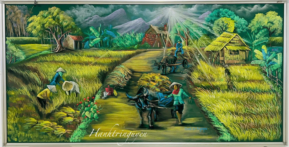 Một góc thường nhật của người nông dân qua tác phẩm của thầy Nguyễn Trí Hạnh (Ảnh: NVCC) z6326674599071-6e79ba2a8c38314e0ddae5b5c8bb4e3b.jpg