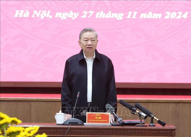 Tổng Bí thư Tô Lâm phát biểu chỉ đạo. Ảnh: Thống Nhất/TTXVN Tổng Bí thư Tô Lâm phát biểu chỉ đạo. Ảnh: Thống Nhất/TTXVN