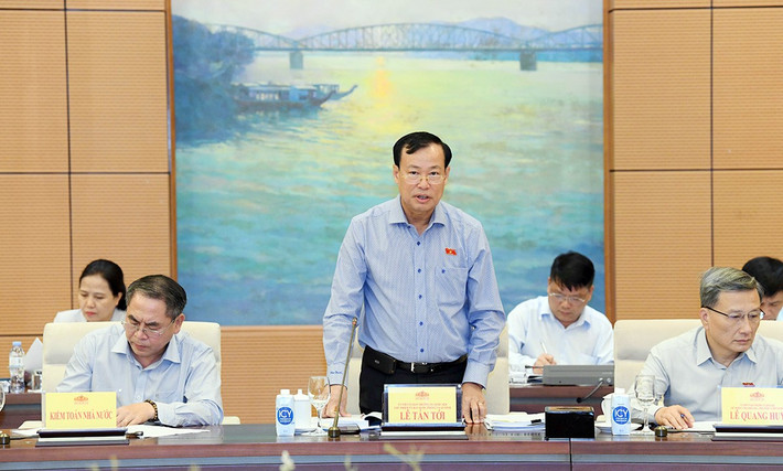 Chủ nhiệm Ủy ban Quốc phòng và An ninh Lê Tấn Tới phát biểu tại phiên họp. Ảnh: Lâm Hiển tan-toi.jpg
