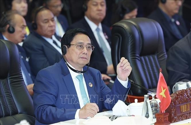 Thủ tướng Phạm Minh Chính phát biểu tại Hội nghị cấp cao ASEAN - Australia lần thứ tư. Ảnh: Dương Giang/TTXVN Thủ tướng Phạm Minh Chính phát biểu tại Hội nghị cấp cao ASEAN - Australia lần thứ tư. Ảnh: Dương Giang/TTXVN