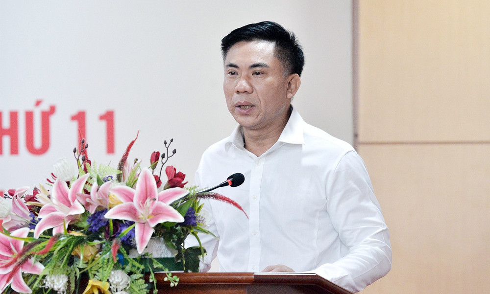 Vụ trưởng Vụ Lý luận chính trị, Ban Tuyên giáo và Dân vận Trung ương Đoàn Văn Báu phát biểu tại hội nghị. Ảnh: Hồ Long van-bau-a3.jpg