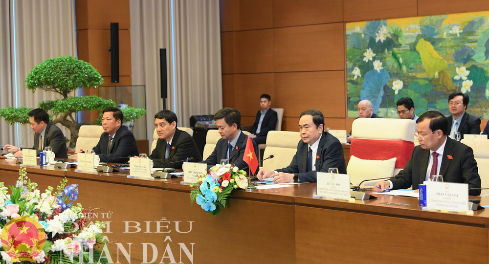 Chủ tịch Quốc hội Trần Thanh Mẫn phát biểu tại cuộc hội kiến. Ảnh: Lâm Hiển Chủ tịch Quốc hội Trần Thanh Mẫn phát biểu tại cuộc hội kiến. Ảnh: Lâm Hiển