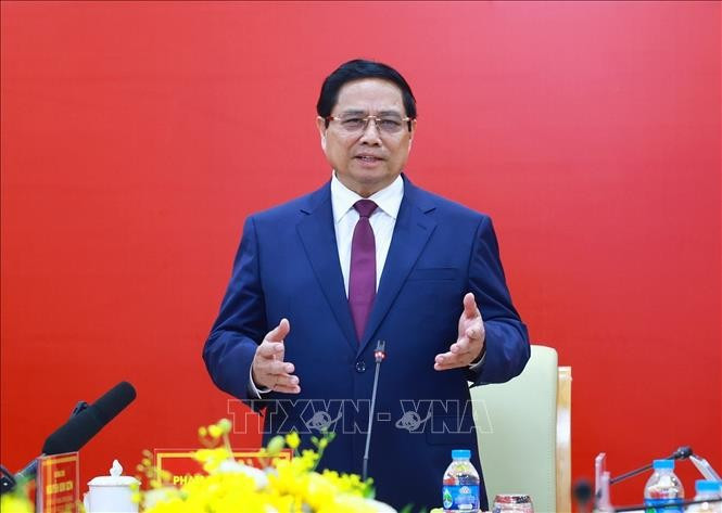 Thủ tướng Phạm Minh Chính phát biểu tại buổi làm việc với Học viện Công nghệ Bưu chính Viễn thông. Ảnh: Dương Giang/TTXVN Thủ tướng Phạm Minh Chính phát biểu tại buổi làm việc với Học viện Công nghệ Bưu chính Viễn thông. Ảnh: Dương Giang/TTXVN