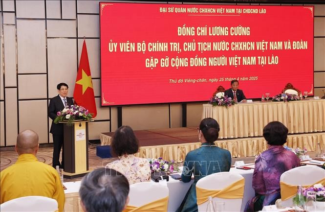 Chủ tịch nước Lương Cường phát biểu tại cuộc gặp. Ảnh: Lâm Khánh/TTXVN Chủ tịch nước Lương Cường phát biểu tại cuộc gặp. Ảnh: Lâm Khánh/TTXVN