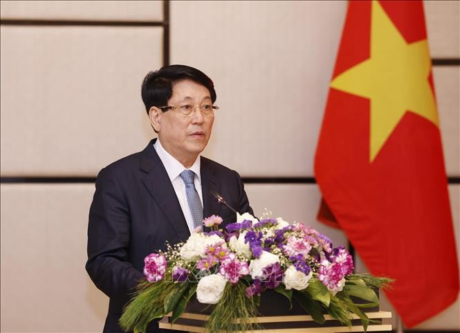 Chủ tịch nước Lương Cường phát biểu tại cuộc gặp. Ảnh: Lâm Khánh/TTXVN Chủ tịch nước Lương Cường phát biểu tại cuộc gặp. Ảnh: Lâm Khánh/TTXVN