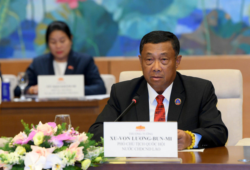 Phó Chủ tịch Quốc hội Suvon Luongbunmi phát biểu tại cuộc tiếp. Ảnh: Lâm Hiển. Phó Chủ tịch Quốc hội Suvon Luongbunmi phát biểu tại cuộc tiếp. Ảnh: Lâm Hiển.