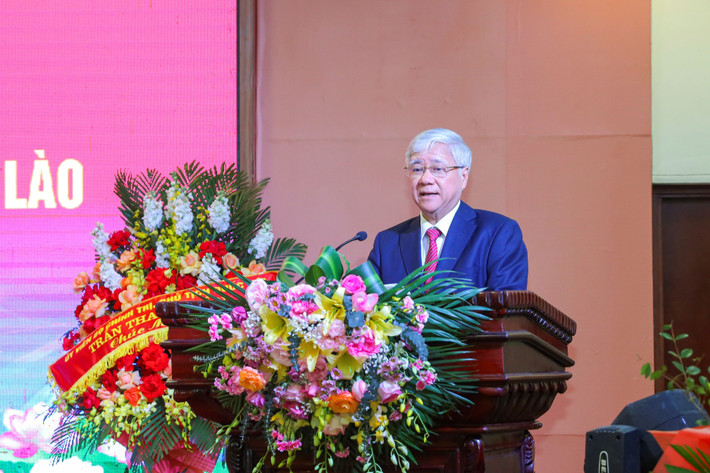 Bí thư Trung ương Đảng, Chủ tịch Ủy ban Trung ương Mặt trận Tổ quốc Việt Nam Đỗ Văn Chiến phát biểu tại cuộc gặp mặt. Ảnh: Đinh Hòa hoa-3080viet-lao1.jpg