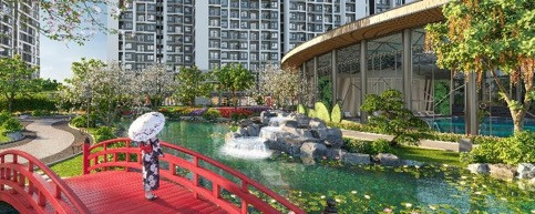 Cảnh quan đậm tinh thần Nhật Bản bên ngoài hồ bơi 4 mùa tại The Sakuram Cảnh quan đậm tinh thần Nhật Bản bên ngoài hồ bơi 4 mùa tại The Sakuram