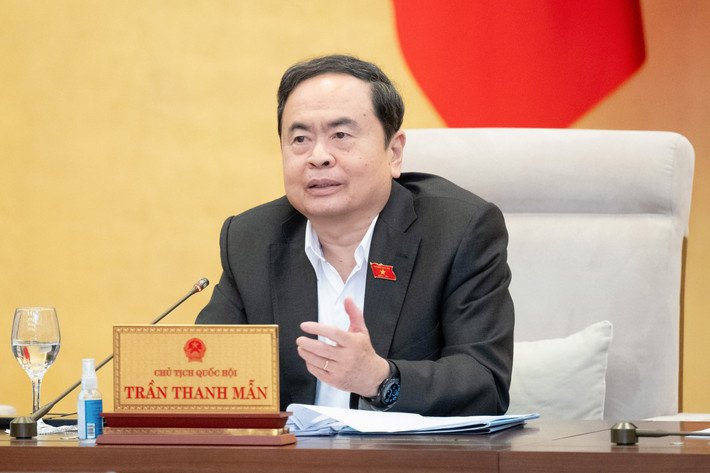 Chủ tịch Quốc hội Trần Thanh Mẫn phát biểu. Ảnh: Hồ Long Chủ tịch Quốc hội Trần Thanh Mẫn phát biểu. Ảnh: Hồ Long
