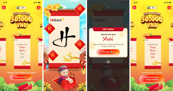 Trên hành trình du xuân ngắm mai đào nở trên app HDBank, khách hàng sẽ nhận được những lời chúc ý nghĩa từ Ông Đồ cùng cơ hội lãnh tiền thưởng “ting ting” ngay vào tài khoản hinh-4.png