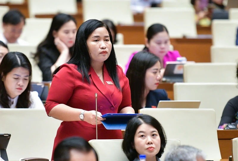 ĐBQH Chamaléa Thị Thủy (Ninh Thuận) phát biểu thảo luận tại hội trường. Ảnh: Lâm Hiển