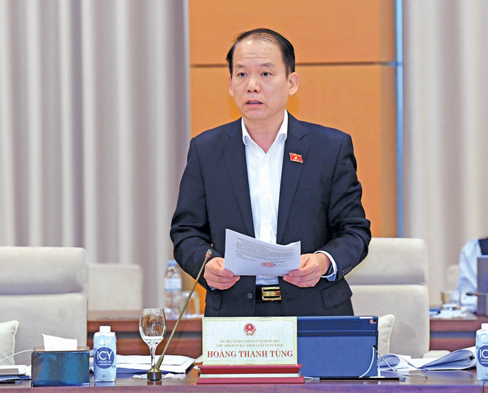Chủ nhiệm Ủy ban Pháp luật và Tư pháp Hoàng Thanh Tùng phát biểu Chủ nhiệm Ủy ban Pháp luật và Tư pháp Hoàng Thanh Tùng phát biểu