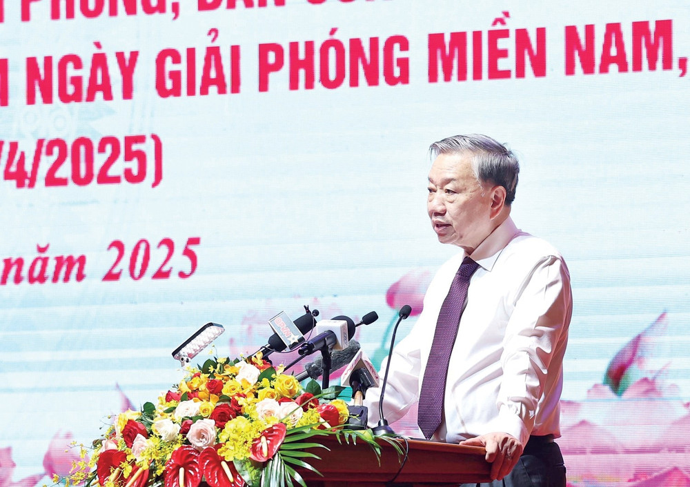 Tổng Bí thư Tô Lâm phát biểu tại cuộc gặp mặt. Ảnh: Hoa Lê tbt-to-lam003.jpg