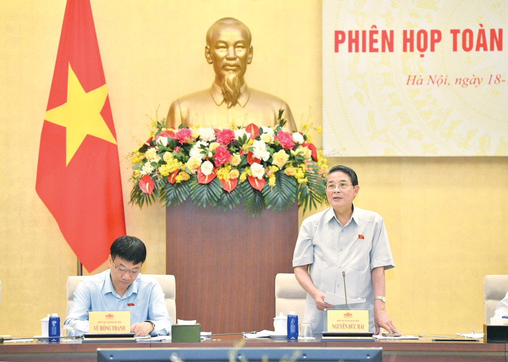 Phó Chủ tịch Quốc hội Nguyễn Đức Hải phát biểu. Ảnh: Hồ Long pctqh-nguyen-du-hai03.jpg