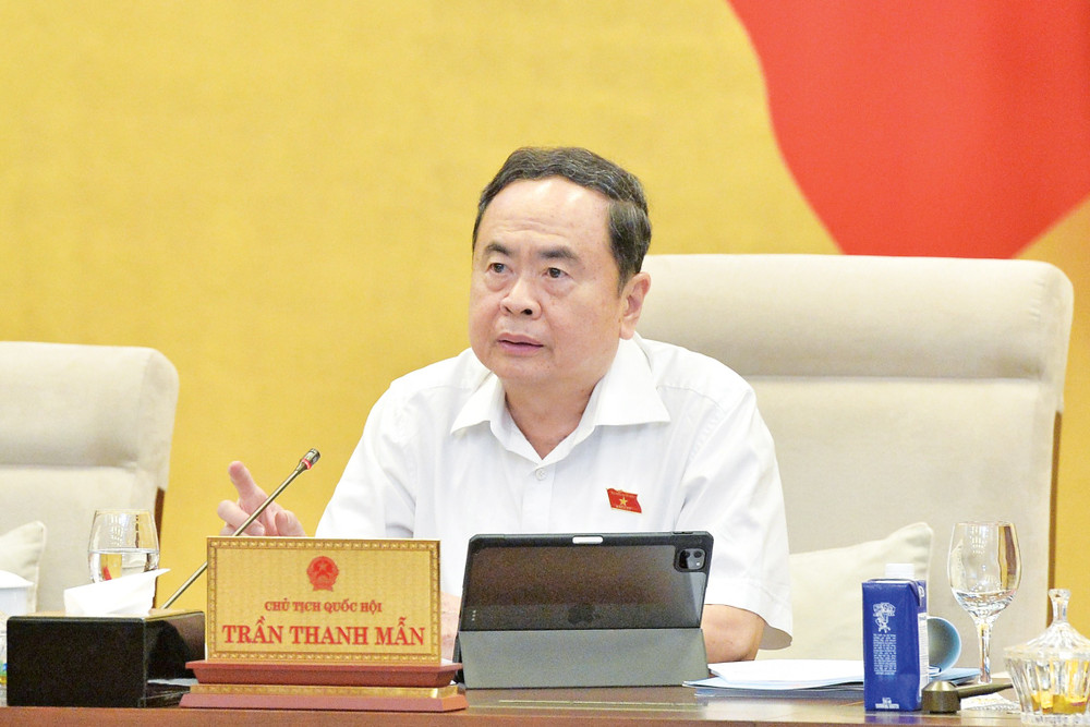 Chủ tịch Quốc hội Trần Thanh Mẫn phát biểu tại phiên họp. Ảnh: Hồ Long ctqh-tran-thanh-man6-9113.jpg