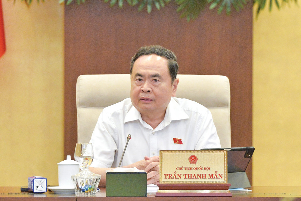 Chủ tịch Quốc hội Trần Thanh Mẫn phát biểu tại phiên họp. Ảnh: Hồ Long ctqh-tran-thanh-man3.jpg