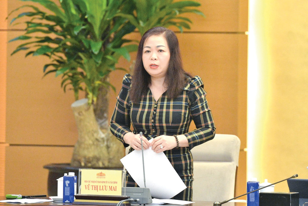 Phó Chủ nhiệm Ủy ban Kinh tế và Tài chính Vũ Thị Lưu Mai phát biểu. Ảnh: Hồ Long db1.jpg