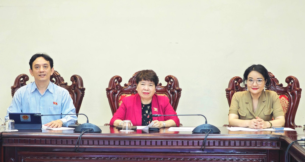 Chủ tịch Phân ban Việt Nam trong APF Nguyễn Thúy Anh và các đại biểu tham dự tại điểm cầu Việt Nam Chủ tịch Phân ban Việt Nam trong APF Nguyễn Thúy Anh và các đại biểu tham dự tại điểm cầu Việt Nam