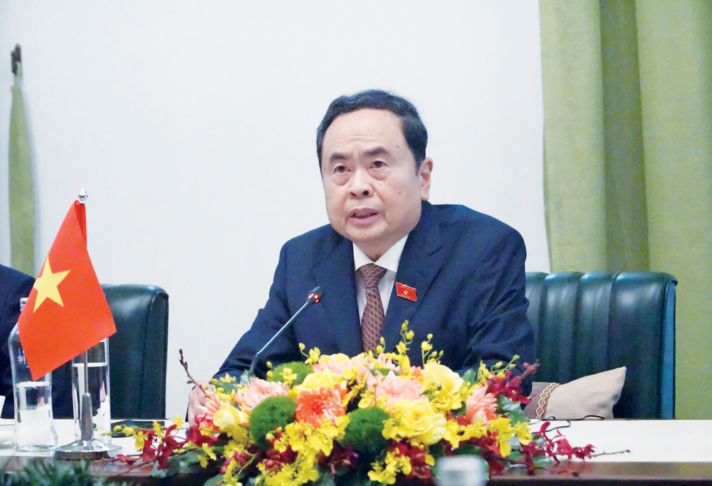 Chủ tịch Quốc hội Trần Thanh Mẫn phát biểu tại cuộc tiếp. Ảnh: P. Thúy Chủ tịch Quốc hội Trần Thanh Mẫn phát biểu tại cuộc tiếp. Ảnh: P. Thúy