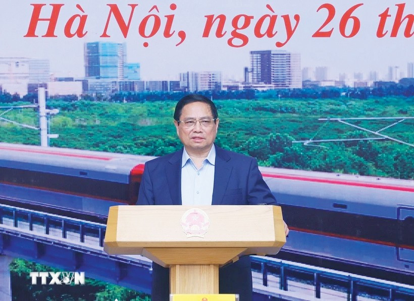 Thủ tướng Phạm Minh Chính kết luận Phiên họp thứ hai Ban Chỉ đạo các công trình trọng điểm, dự án quan trọng quốc gia lĩnh vực đường sắt. Ảnh: Dương Giang/TTXVN tt1.jpg