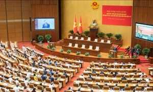Tổng Bí thư Tô Lâm, Chủ tịch nước Lương Cường, Thủ tướng Chính phủ Phạm Minh Chính, Chủ tịch Quốc hội Trần Thanh Mẫn cùng các đại biểu dự Hội nghị toàn quốc quán triệt, triển khai thực hiện Nghị quyết Hội nghị lần thứ 11 Ban Chấp hành Trung ương Đảng Khóa XIII
