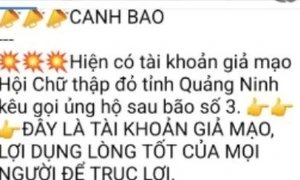 Giả fanpage Hội Chữ thập đỏ Quảng Ninh kêu gọi chuyển khoản