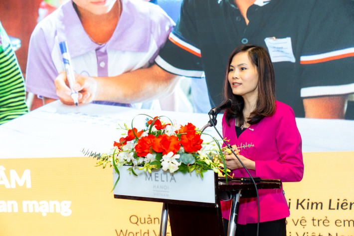 Quản lý Chương trình Bảo vệ trẻ em và Thúc đẩy sự tham gia của trẻ em, World Vision International tại Việt Nam bà Phan Thị Kim Liên phát biểu tại hội thảo ba-phan-thi-kim-lien.jpg