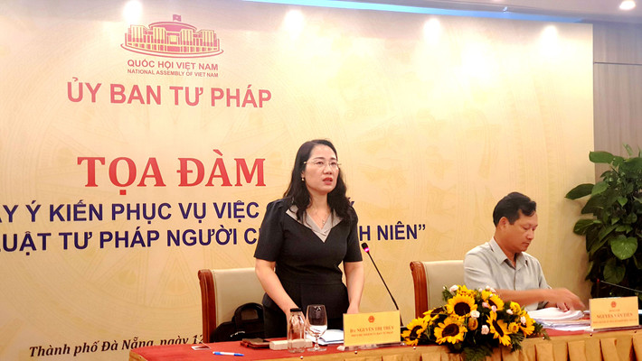 Phó Chủ nhiệm Ủy ban Tư pháp Nguyễn Thị Thủy phát biểu Tọa đàm “Lấy ý kiến phục vụ việc chỉnh lý dự thảo Luật Tư pháp người chưa thành niên” -0