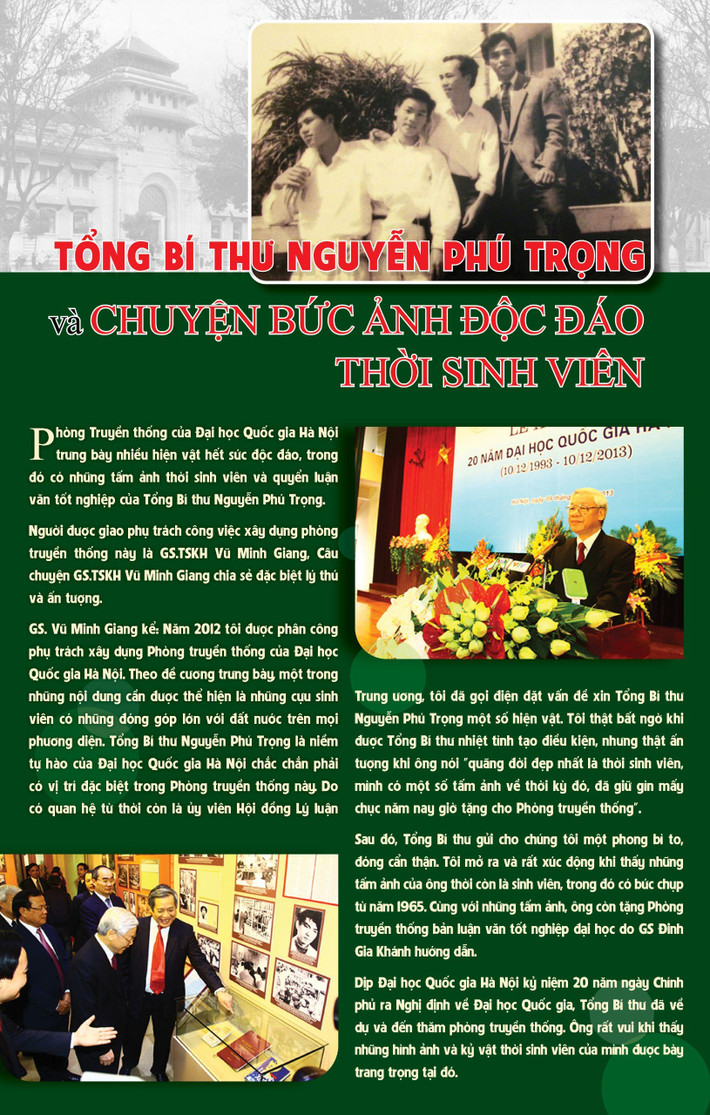 Tổng Bí thư Nguyễn Phú Trọng và câu chuyện bức ảnh độc đáo thời sinh viên Khoa Ngữ văn ảnh 2 Những tình cảm đặc biệt của Tổng Bí thư Nguyễn Phú Trọng dành cho Đại học Quốc gia Hà Nội -0