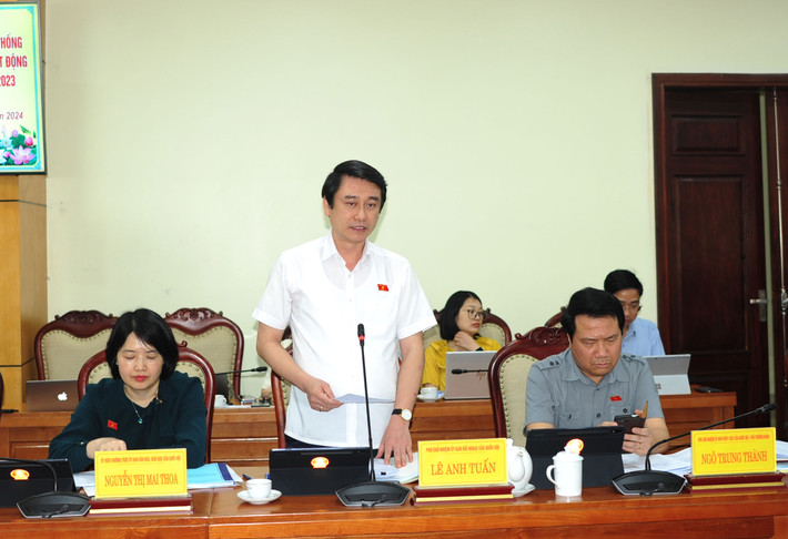 Phó Chủ nhiệm Ủy ban Đối ngoại Lê Anh Tuấn phát biểu Đoàn giám sát của Ủy ban Thường vụ Quốc hội về đơn vị sự nghiệp công lập làm việc với UBND tỉnh Thái Nguyên -0