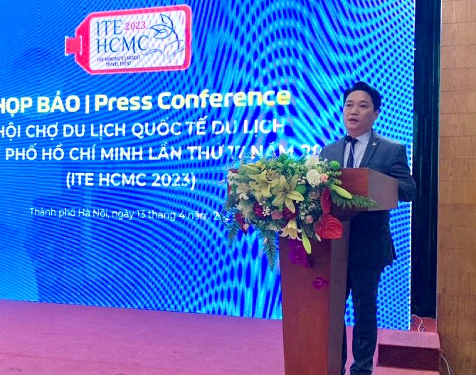 Phó Giám đốc Sở Du lịch TP. Hồ Chí Minh Lê Trương Hiền Hòa thông tin tại họp báo Hội chợ Du lịch quốc tế TP Hồ Chí Minh 2023 sẽ diễn ra vào tháng 9 -0