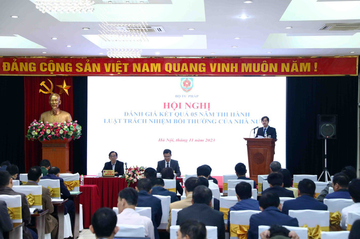 Quang cảnh hội nghị. Ảnh: Phạm Kiên Tháo gỡ khó khăn trong công tác bồi thường nhà nước -0
