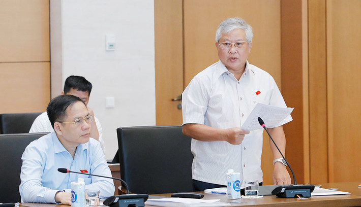 Đại biểu phát biểu tại phiên giải trình. Ảnh: Hồ Long Chưa đồng bộ về tiêu chuẩn bổ nhiệm viên chức quản lý giữa các địa phương -0