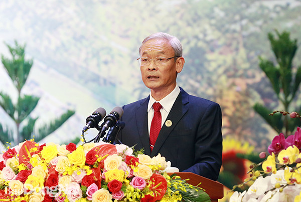 Bí thư Tỉnh ủy Đồng Nai Nguyễn Phú Cường phát biểu khai mạc Đại hội. Ảnh: Lan Chi Bí thư Tỉnh ủy Đồng Nai Nguyễn Phú Cường phát biểu khai mạc đại hội