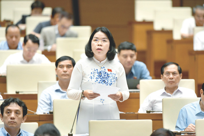 ĐBQH Nguyễn Thị Ngọc Xuân (Bình Dương) phát biểu. Ảnh: Lâm Hiển ĐBQH Nguyễn Thị Ngọc Xuân (Bình Dương) phát biểu