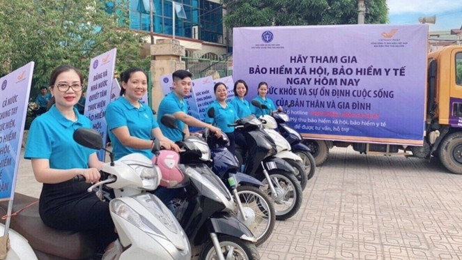 Bảo hiểm xã hội huyện Đồng Hỷ, tỉnh Thái Nguyên ra quân tuyên truyền lưu động chính sách bảo hiểm xã hội, bảo hiểm y tế. Ảnh: BH BHXH huyện Đồng Hỷ, tỉnh Thái Nguyên ra quân tuyên truyền lưu động chính sách BHXH, BHYT. Ảnh: BH