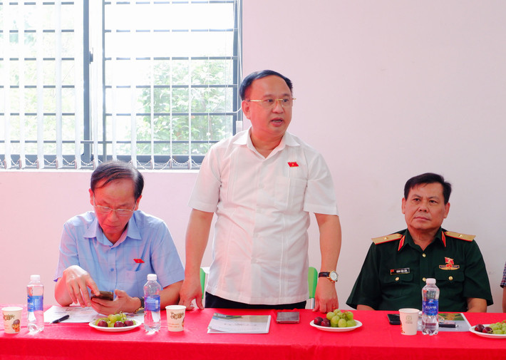 Ủy viên Thường trực Ủy ban Quốc phòng và An ninh, Thiếu tướng Trần Đức Thuận phát biểu tại cuộc làm việc Ủy ban Quốc phòng và An ninh khảo sát thực tế tại TP. Hồ Chí Minh về dự án Luật Phòng không nhân dân -0