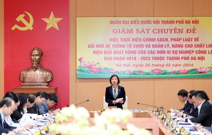 Phó trưởng Đoàn chuyên trách Đoàn ĐBQH thành phố Hà Nội Phạm Thị Thanh Mai phát biểu kết luận buổi giám sát Giải thể hoặc sáp nhập các đơn vị sự nghiệp công lập hoạt động không hiệu quả -0